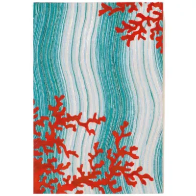 Liora Manne Visions Iv Coral Reef Rectangular Rugs & Floor Coverings Indoor Outdoor Waves Accent Rugs