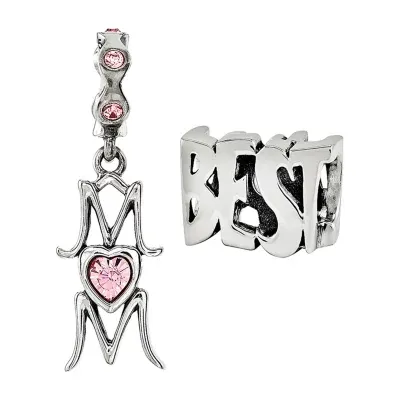 PS Personal Style "Best Mom" Crystal Sterling Silver Bead