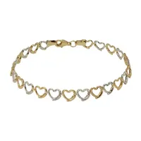 Gold Close Out 10K Gold 7.5 Inch Heart Chain Bracelet