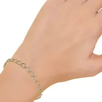 Gold Close Out 10K Gold 7.5 Inch Heart Chain Bracelet