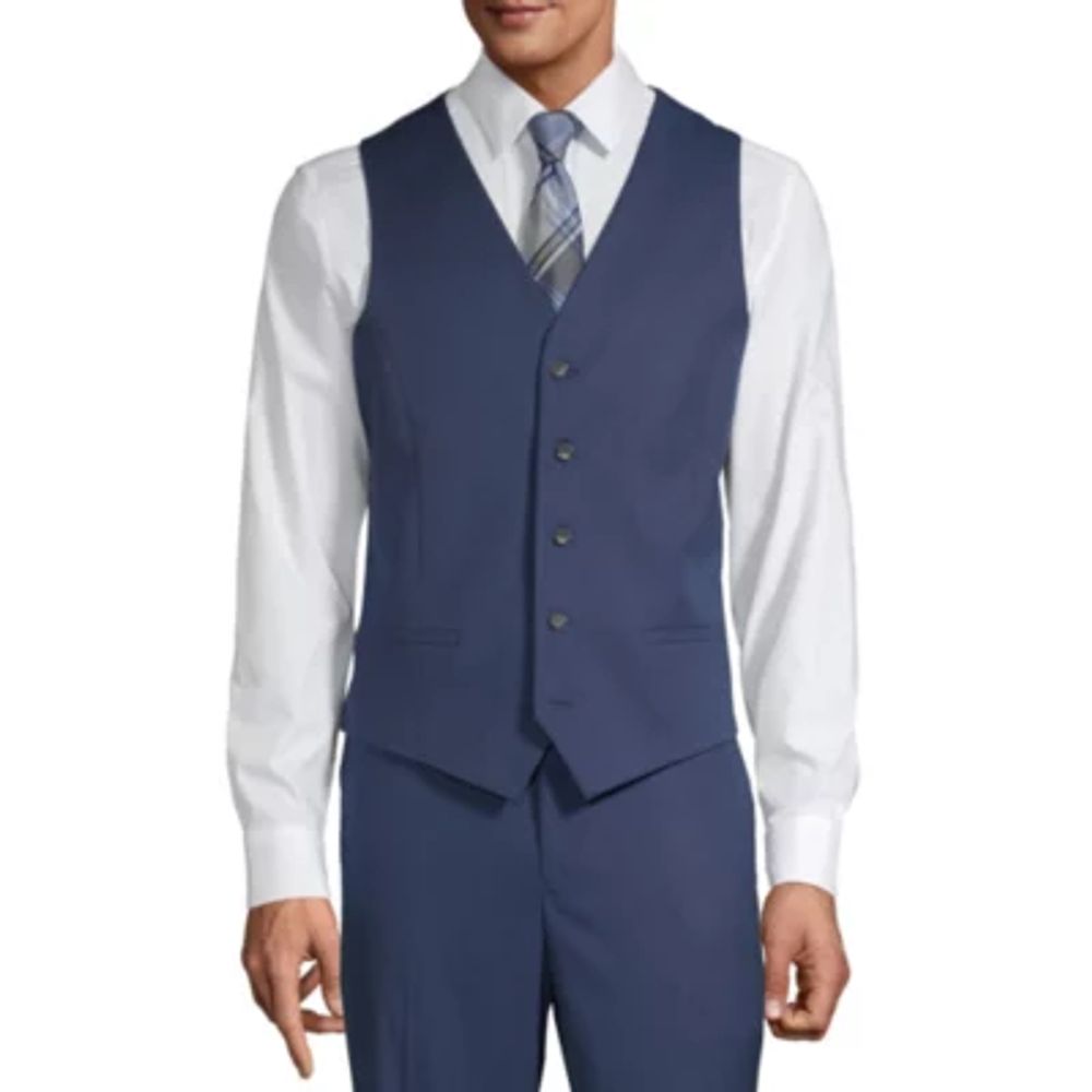 J. Ferrar Mens Slim Fit Suit Vests