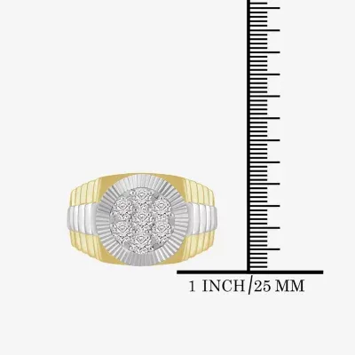 (I / Si2) Mens 1 CT. T.W. Lab Grown Diamond 10K Two Tone Gold Round Fashion Ring