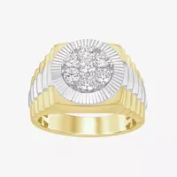 (I / Si2) Mens 1 CT. T.W. Lab Grown Diamond 10K Two Tone Gold Round Fashion Ring