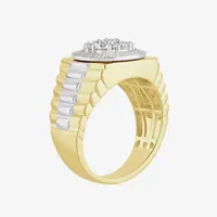 (I / Si2) Mens 1 CT. T.W. Lab Grown Diamond 10K Two Tone Gold Round Fashion Ring