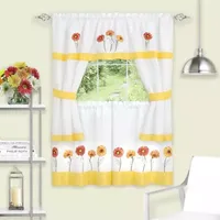 Achim Gerbera 3-pc. Rod Pocket Kitchen Curtain Window Set