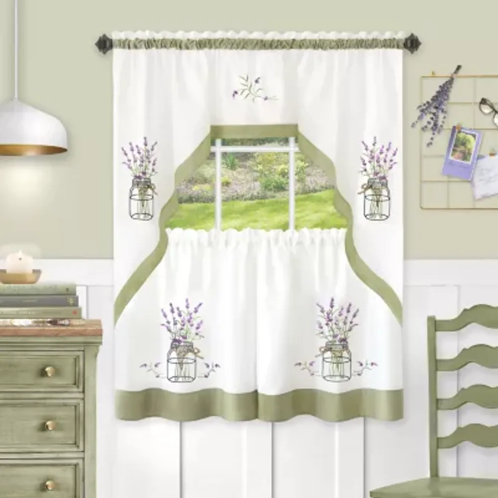 Achim Lavender 3-pc. Rod Pocket Kitchen Curtain Window Set