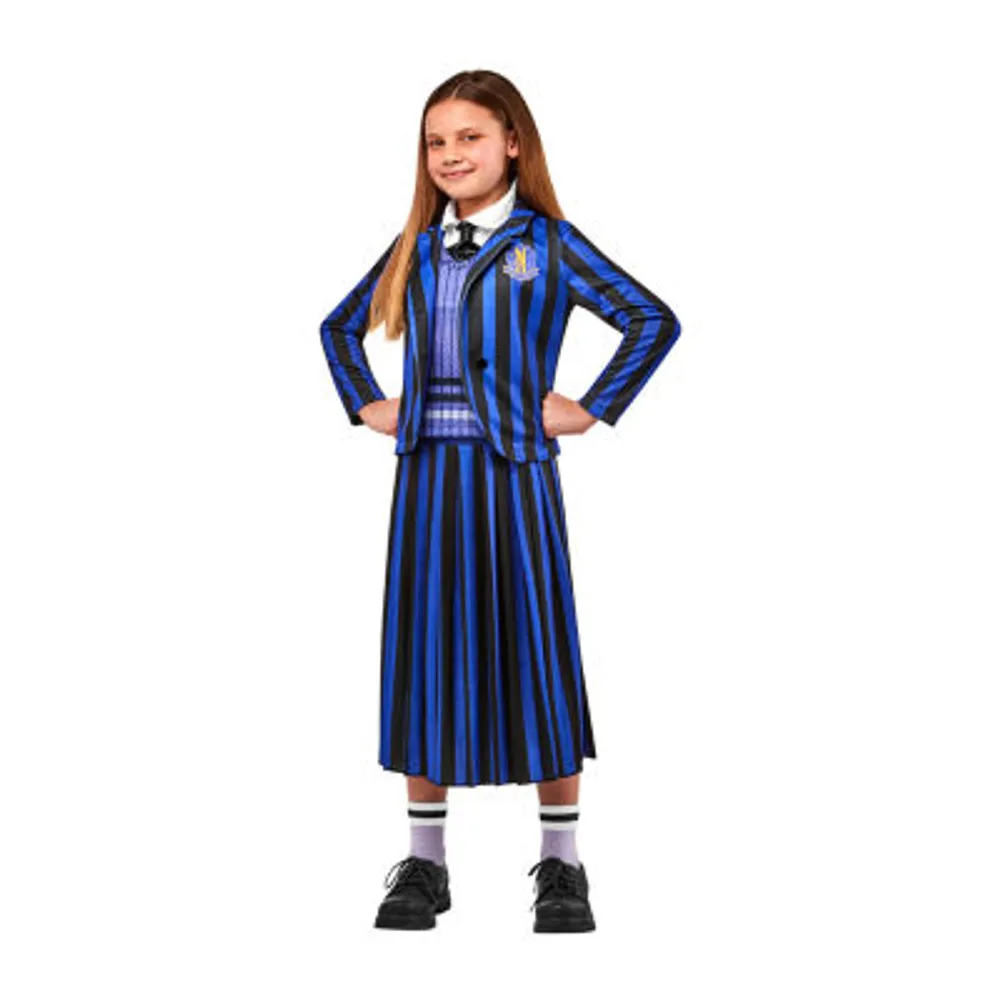 Girls Wednesday Purple Nevermore Academy Uniform Costume - Addams Family 3-pc.