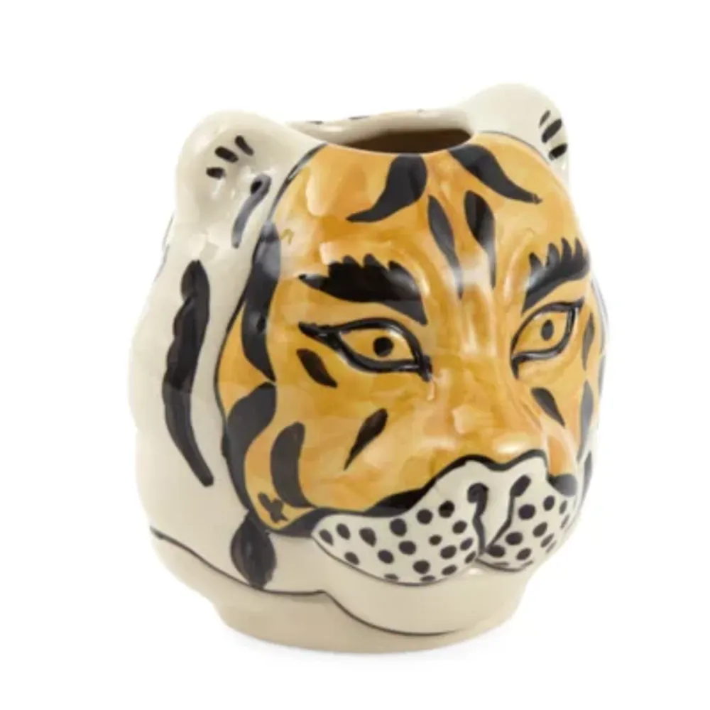 Distant Lands 5" Handpainted Tiger Accent Vase