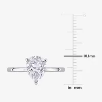 Womens Lab Created White Sapphire 10K Gold Solitaire Engagement Ring