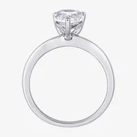 Womens Lab Created White Sapphire 10K Gold Solitaire Engagement Ring