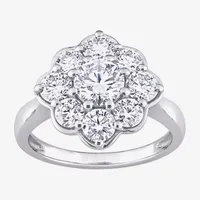 Womens Lab Created White Moissanite 10K Gold Engagement Ring