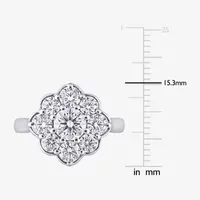 Womens Lab Created White Moissanite 10K Gold Engagement Ring