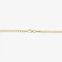 14K Gold Hollow Curb Heart Link Bracelet