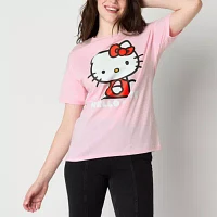 Juniors Womens Crew Neck Short Sleeve Hello Kitty Graphic T-Shirt