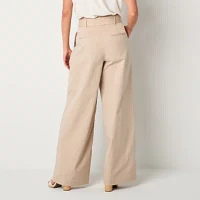 Worthington Womens Mid Rise Wide Leg Pant