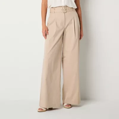 Worthington Womens Mid Rise Wide Leg Pant