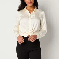 Bold Elements Womens Long Sleeve Satin Blouse