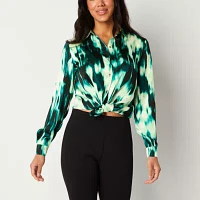 Bold Elements Womens Long Sleeve Satin Blouse