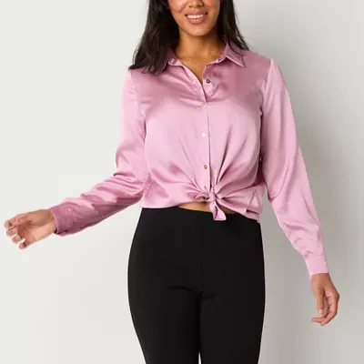 Bold Elements Womens Long Sleeve Satin Blouse