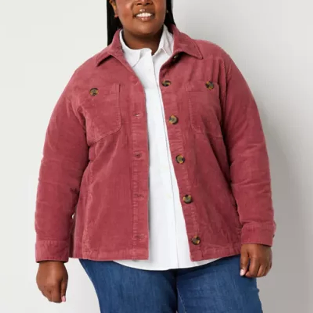 St. John's Bay Midweight Womens Plus Shirt Jacket