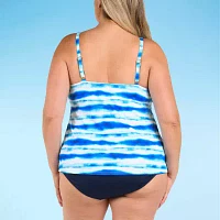 Sonnet Shores Striped Tankini Swimsuit Top Plus