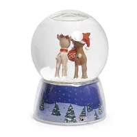 Roman 6in Musical Led Swirl Rudolph Dome Snow Globe