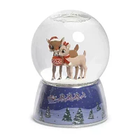 Roman 6in Musical Led Swirl Rudolph Dome Snow Globe