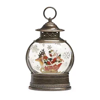 Roman 10in Led Swirl Deer Sleigh Snow Globe