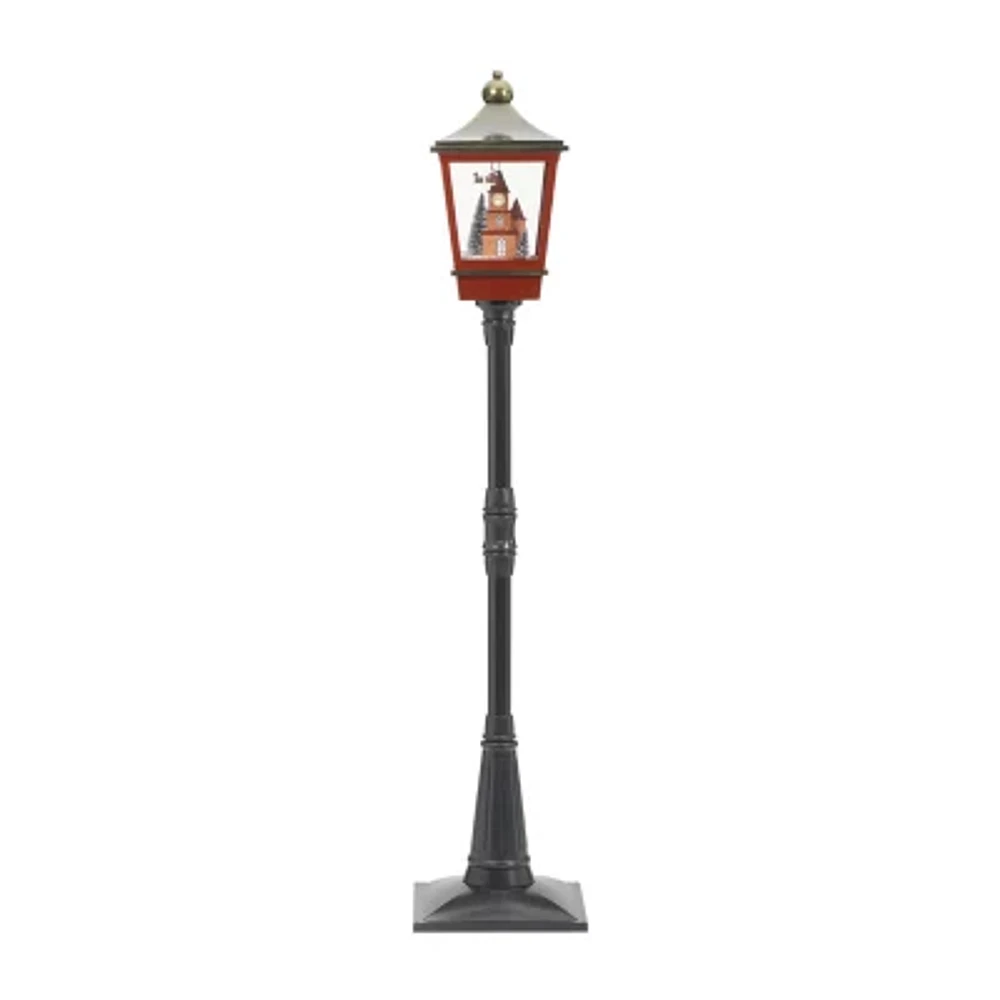 Roman 75in Led Snowing Tower Lantern Plays Music Christmas Tabletop Decor