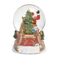 Roman 6.7in Musical Led Swirl Dome Santa Plays Music Christmas Tabletop Decor