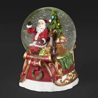 Roman 6.7in Musical Led Swirl Dome Santa Plays Music Christmas Tabletop Decor