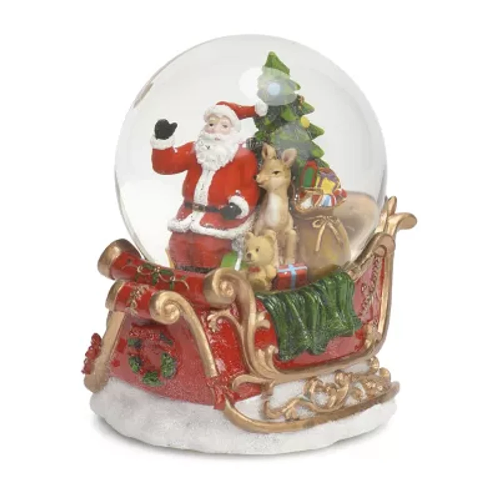 Roman 6.7in Musical Led Swirl Dome Santa Plays Music Christmas Tabletop Decor