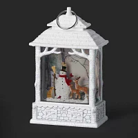 Roman 10.5in Led Swirl Snowy Lantern Christmas Tabletop Decor