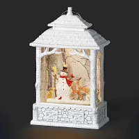 Roman 10.5in Led Swirl Snowy Lantern Christmas Tabletop Decor