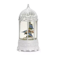 Roman 10in Led Swirl Bluebird Cage Christmas Tabletop Decor