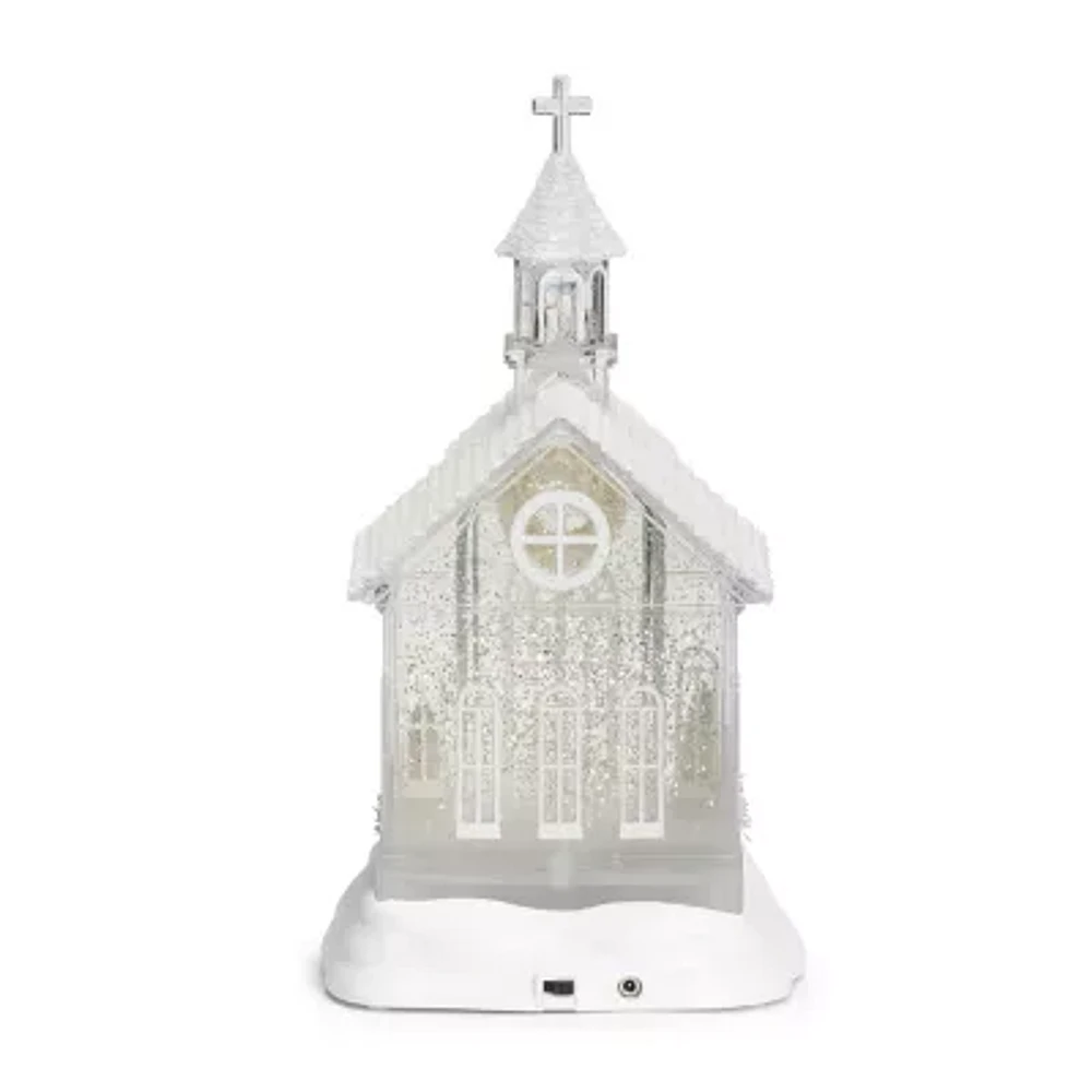 Roman 10.25in Led Swirl White Church Christmas Tabletop Decor