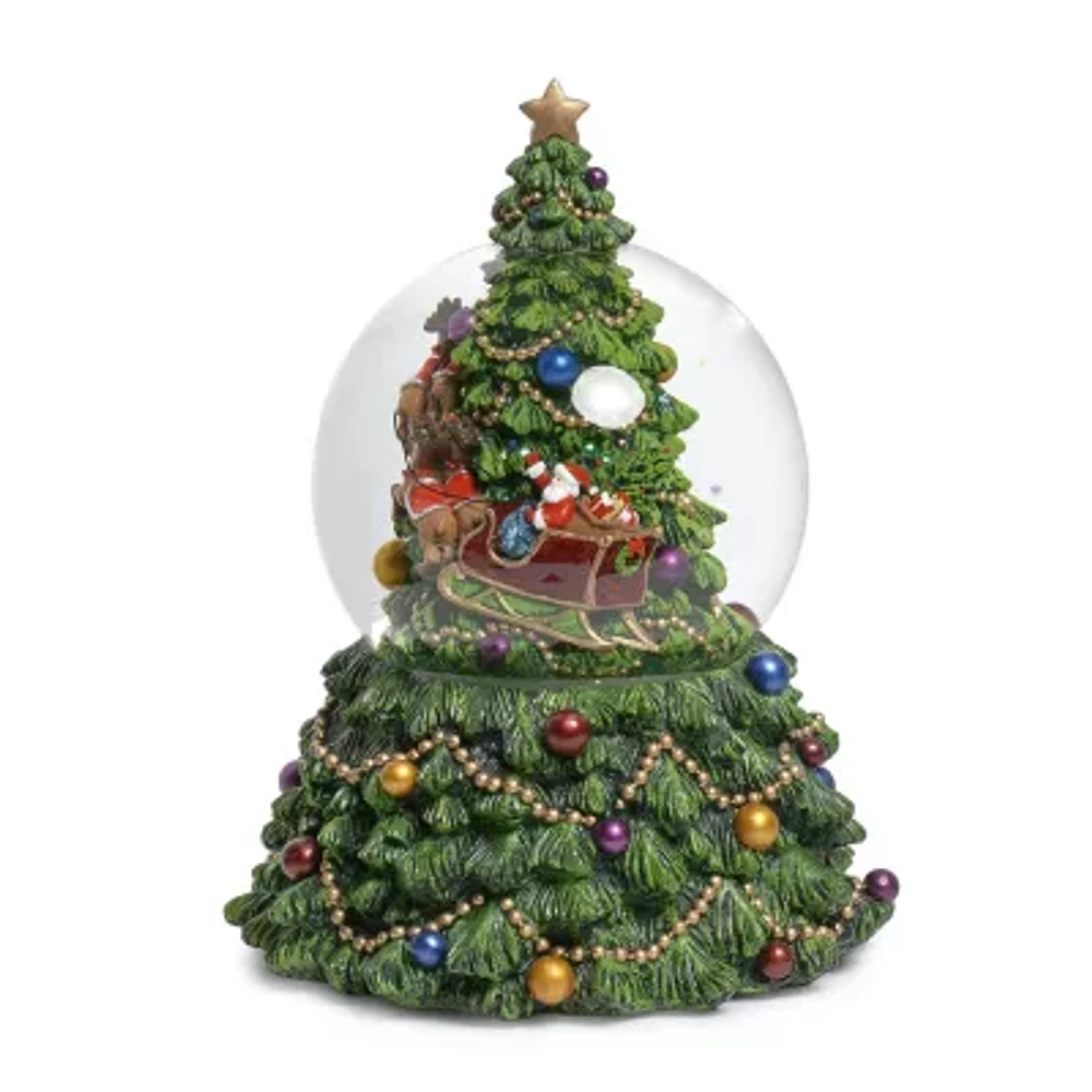 Roman 7.5in Musical Tree Dome Santa Snow Globe