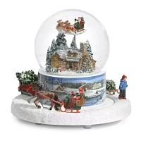 Roman 6in Musical Dome Log Cabin Plays Music Christmas Tabletop Decor