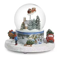 Roman 6in Musical Dome Log Cabin Plays Music Christmas Tabletop Decor