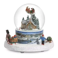 Roman 6in Musical Dome Log Cabin Plays Music Christmas Tabletop Decor