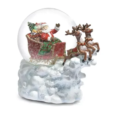 Roman 5.7in Music Santa Sleigh-Dome Snow Globe