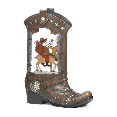 Roman 10in Lighted Swirl Boot With Santa Christmas Tabletop Decor