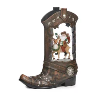 Roman 10in Lighted Swirl Boot With Santa Christmas Tabletop Decor