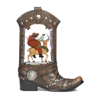 Roman 10in Lighted Swirl Boot With Santa Christmas Tabletop Decor