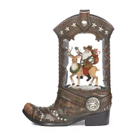 Roman 10in Lighted Swirl Boot With Santa Christmas Tabletop Decor