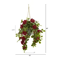 Nearly Natural 42in Red Poinsettia Holly Artificial Plant