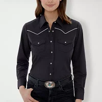 Ely Cattleman Womens Long Sleeve Regular Fit Button-Down Shirt