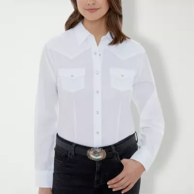 Ely Cattleman Womens Long Sleeve Regular Fit Button-Down Shirt