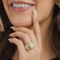 Diamond Blossom Womens 4 CT. T.W. Natural White 14K Gold Cluster Cocktail Ring