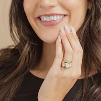 Diamond Blossom (H-I / I1) Womens 2 CT. T.W. Lab Grown White 10K Gold Side Stone Cocktail Ring